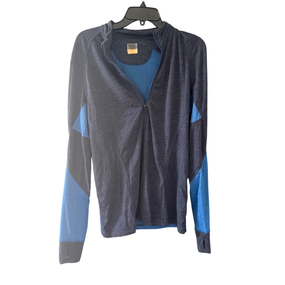 Icebreaker Merino Zone 200‎ Half Zip Base Layer Navy Blue Mens Medium Outdoor